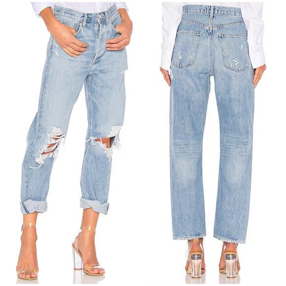 AGOLDE 90s Mid Rise Loose Fit Jeans Fall Out Distressed - Picture 1 of 12